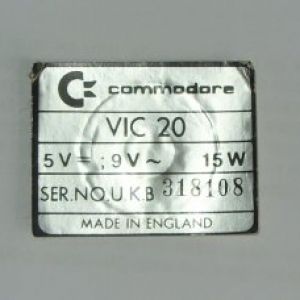 Serial Number Foil Sticker for VIC20
